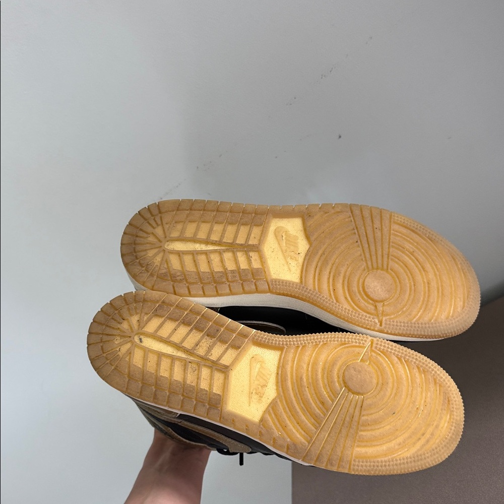 Jordan 1s Black and Gold High-Top Sneakers - Picture 5 of 7